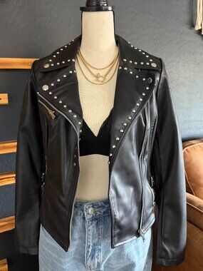 Studded Faux Leather Jacket